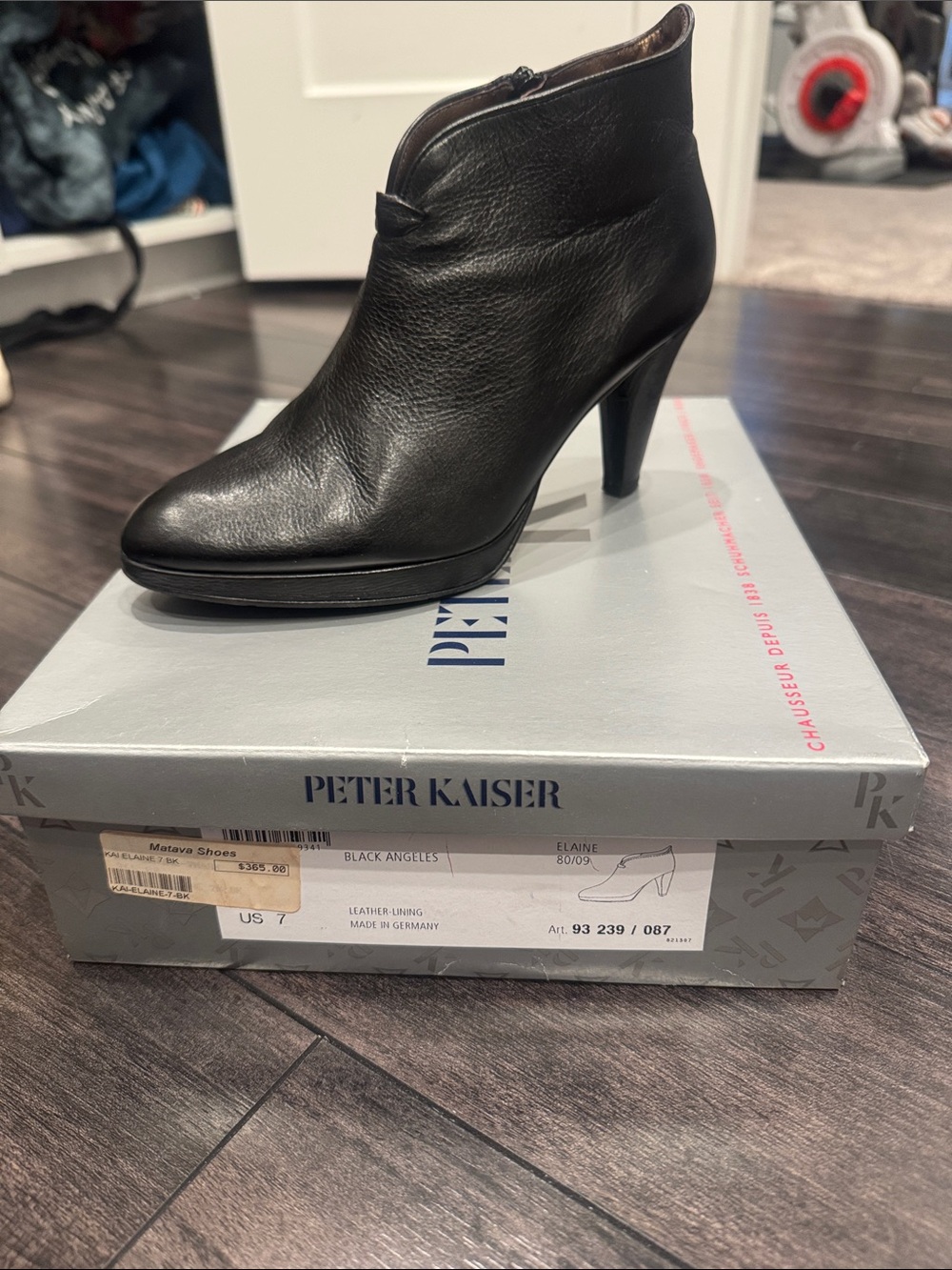 Peter Kaiser Elaine  Black Leather High-Heel Ankle Booties